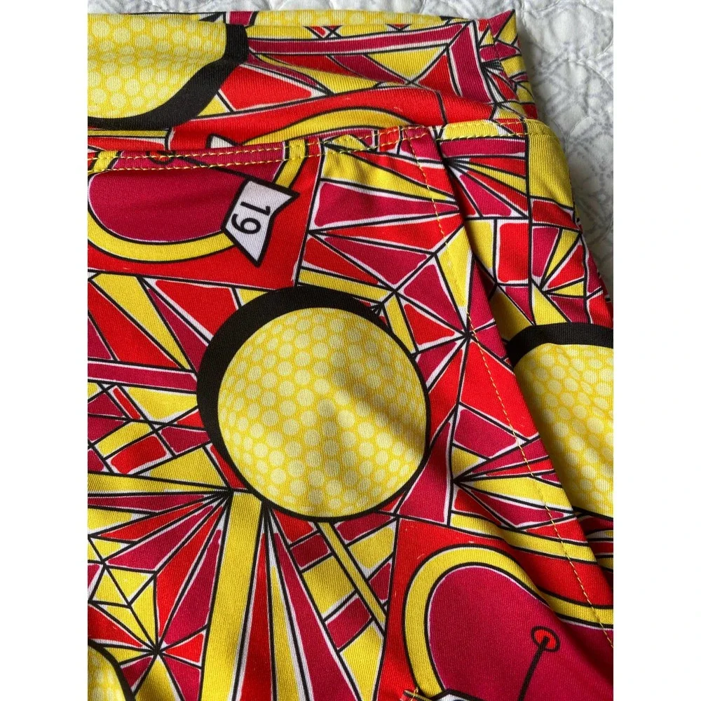 Golf Bella Angle Shot Straight Skort Red Yellow Size Small